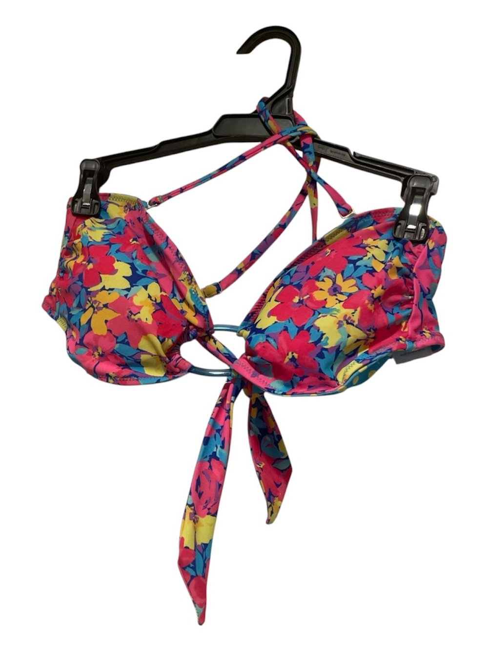 Women’s Floral Pink Tie-Back Bikini Top